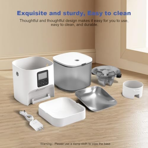 Automatic Cat Feeder, 4L Cat Food Dispenser with 10s Voice Recorder, Pet Feeder up to 8 Meals per Day, Timed Dog Feeder with Dry Food Sealed Ring
