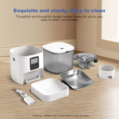 Automatic Cat Feeder, 4L Cat Food Dispenser with 10s Voice Recorder, Pet Feeder up to 8 Meals per Day, Timed Dog Feeder with Dry Food Sealed Ring
