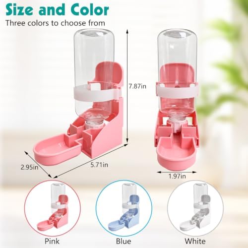 kathson Rabbit Water Bottle, 17oz Hanging Water Fountain Automatic Dispenser No Leak WaterFeeder for Bunny Chinchilla Guinea Pig Hedgehog Ferret