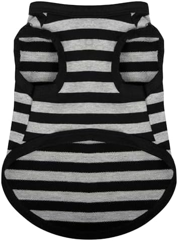 Paiaite Striped Shirt Happy Color Cotton Sleeveless Tank Top for Small Medium Dogs, Grey XXL