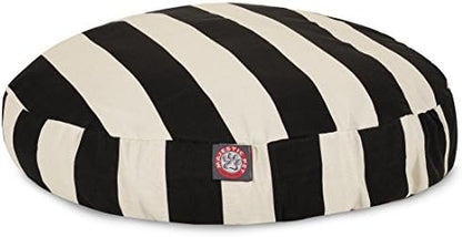 Black Vertical Stripe Medium Round Indoor Outdoor Pet Dog Bed With Removable Washable Cover By Majestic Pet Products