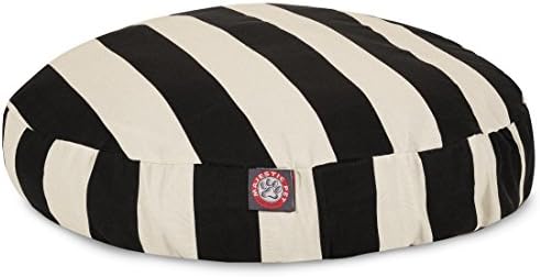 Black Vertical Stripe Small Round Indoor Outdoor Pet Dog Bed With Removable Washable Cover By Majestic Pet Products