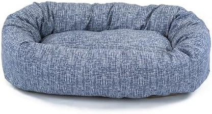 Majestic Pet 32 Inch Bagel Calming Dog Bed Washable – Cozy Soft Round Dog Bed with Spine Support for Dogs to Rest Their Head - Fluffy Donut Puppy Mat 32x23x7 (Inch) Medium – Blue
