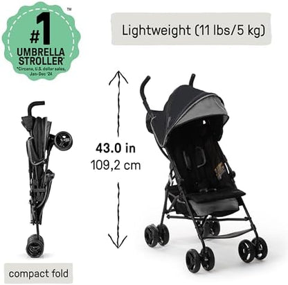 Ingenuity 3D Mini Convenience Stroller – Lightweight Stroller with Compact Fold, Multi-Position Recline, Canopy with Pop Out Sun Visor and More – Umbrella Stroller for Travel and More, Gray