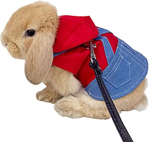 Small Pet Costume Rabbit Clothes Ferret Hoodies Sweatshirt Bunny Vest Harness and Leash Set Kitten Sweater Small Animals Outfits for Chihuahua Kitty Mini Dog and Small Breeds (A, S)