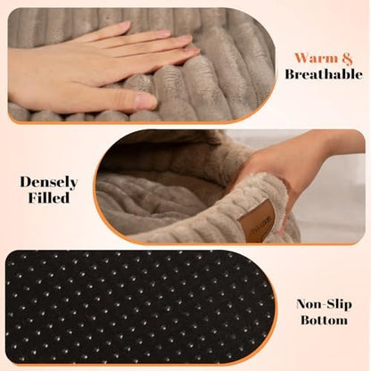 CHEERPALS Cat Cave Bed for Indoor Cats Covered Hooded Pet Bed with Cushion