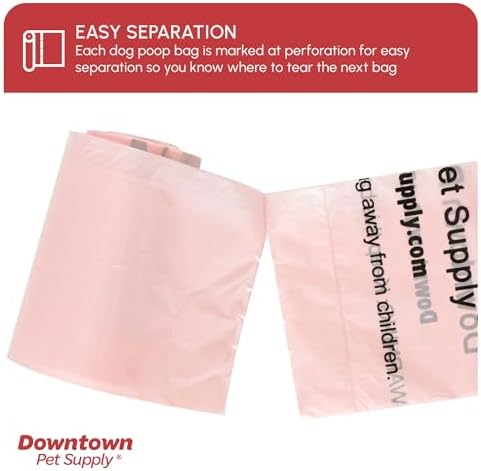 Downtown Pet Supply Scented Poop Bags for Dogs with Dispenser, 180 Count - Leak-Proof Dog Waste Bags and Bone-Shaped Dog Poop Bags Holder for Leash - Lavender Scented, 12.5" x 8.5"