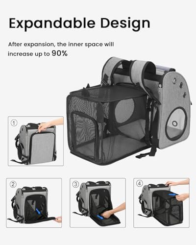 Expandable Cat Backpack Carrier for Small Cats/Dogs Airline Approved
