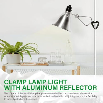 Simple Deluxe 2-Pack Clamp Lamp Light with 5.5 Inch Aluminum Reflector up to 60 Watt E26 (no Bulb Included) 6 Feet 18/2 SPT-2 Cord, Silver