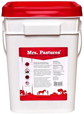 Mrs Pastures Cookies and Treats for Horses - Premium Horse Treats - Made with Apples, Oats, and Rolled Barley - Preservative Free - All Natural Ingredients - No Corn or Soy (15lb Bucket)