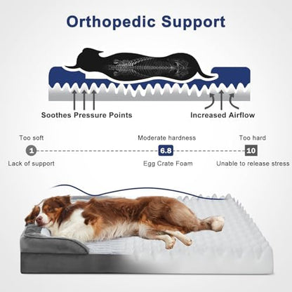 FURTIME Orthopedic Medium Dog Bed, Supportive Waterproof Pet Bed