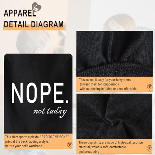 Discover Cozy Cotton Canine Wear: Soft, Lightweight, and Breathable Dog Shirt Vest with Eye-Catching Graphics(Nope not Today), Keeping Your Furry Friend Warm and Comfy! Grey XS