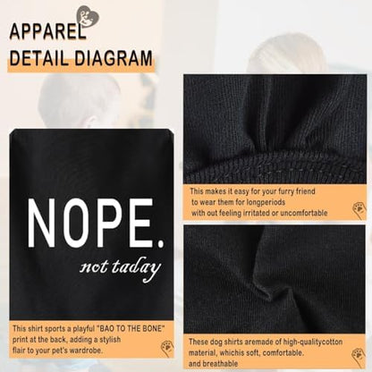 Discover Cozy Cotton Canine Wear: Soft, Lightweight, and Breathable Dog Shirt Vest with Eye-Catching Graphics(Nope not Today), Keeping Your Furry Friend Warm and Comfy! Grey L