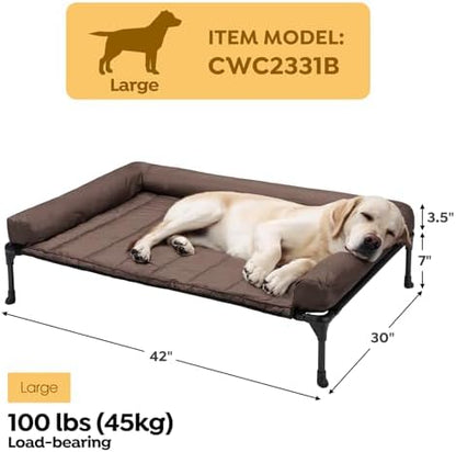 Veehoo Outdoor Elevated Dog Bed with Waterproof Bolster Cushion, Cooling