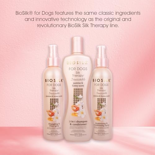 BioSilk Irresistible Detangling and Shine Dog Spray, Jasmine Honey, 8 Fl Oz