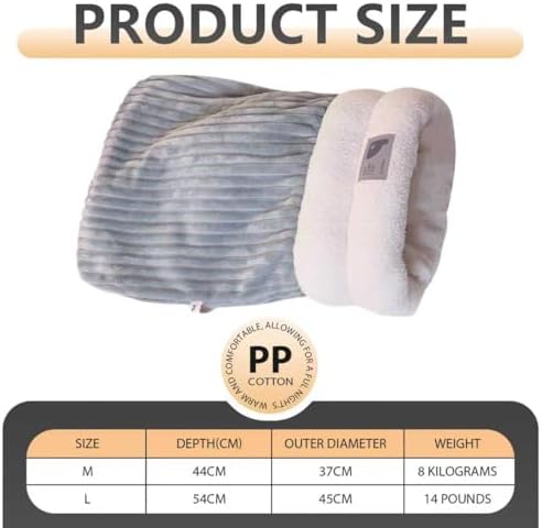 Cat Winter Sleeping Bag Soft Warm Cozy Pet Bed Sack for Indoor Cats or Small Dogs Durable Washable Sleeping Pad (Beige, Medium)