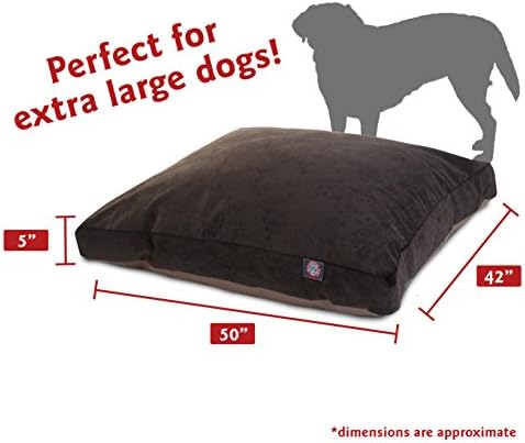Majestic Pet Rectangular Dog Bed, X-Large, 50x42x5 in, Washable, Storm