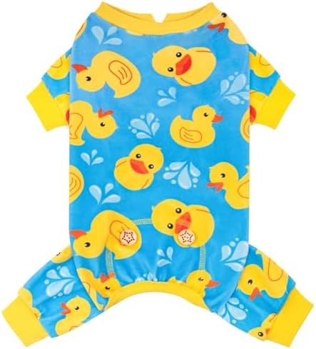 KYEESE Velvet Dog Pajamas for Small Dogs Soft Onesie Shirt, Rubber Duck