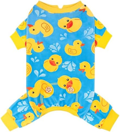 KYEESE Velvet Dog Pajamas for Small Dogs Soft Onesie Shirt, Rubber Duck
