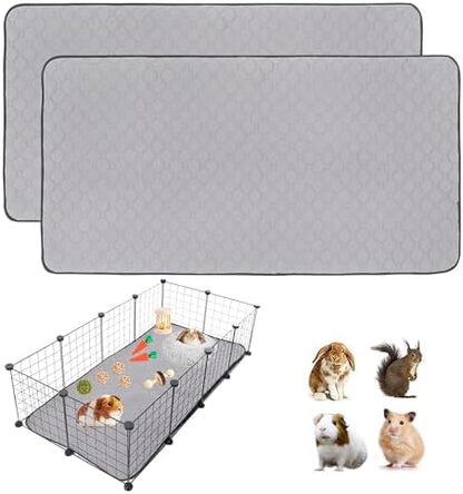 2Pack Guinea Pig Cage Liners, 24''X48'' Washable Guinea Pig Pee Pads, Non Slip Reusable Super Absorbent Guinea Pig Training Mat Bedding Fleece for Small Animals Hamster Rabbit Chinchilla Rat
