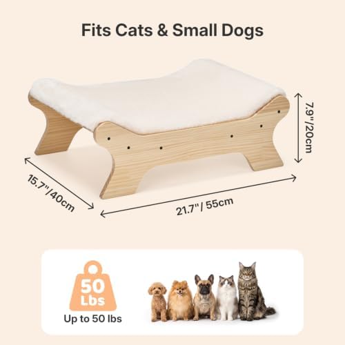 Veehoo Elevated Cat Bed, Raised Cat Hammock Bed for Cats and Small Dogs