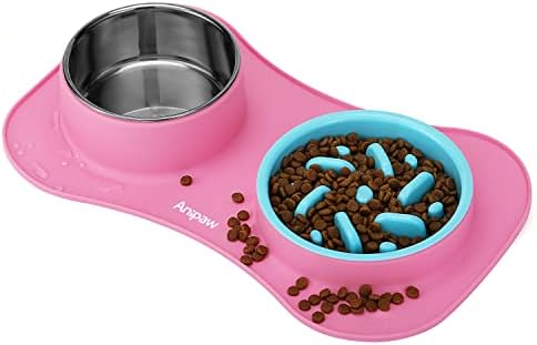 Slow Feeder Dog Bowls 3 in 1 Stainless Steel Food Water Bowl to Slow Eating