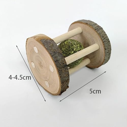 Hamster Rabbit Chew Toy Natural Wooden Play Toy, Wood Teeth Care Molar Ball Grinding Toy with Bell for Parrot, Rabbit, Chinchilla, Molar BallHamster Small Animals Toys Pet Supplies
