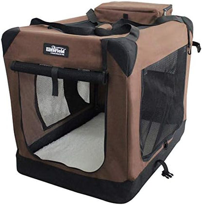 EliteField 3-Door Soft Dog Crate with Bed & Carrying Bag (2-Year Warranty)