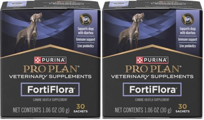 Purina Pro Plan Veterinary Supplements FortiFlora Daily Probiotics for Dogs,Helps Digestive Gut Health and Diarrhea - 30 ct. Box,(Pack of 2)