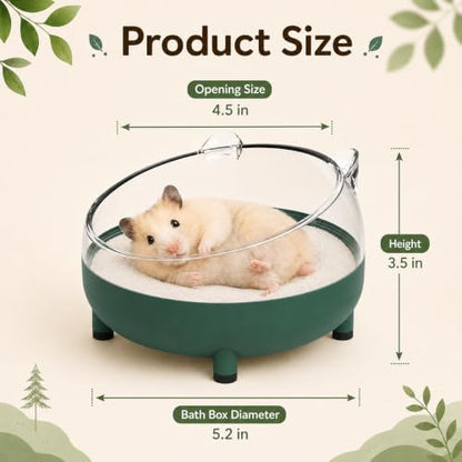Meow&Woof Hamster Sand Bath Container, Large Sandbox Toilet Gerbil Batheoom, Tiny Chinchilla Dust Bathtub Sand Bath Box for Hamster Cage Accessories 5.2 Inch-Dark Green