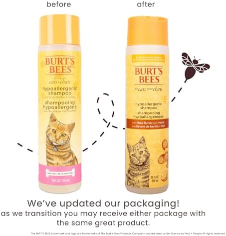 Burts Bees for Pets Hypoallergenic Cat Shampoo, Unscented, 10 Fl Oz