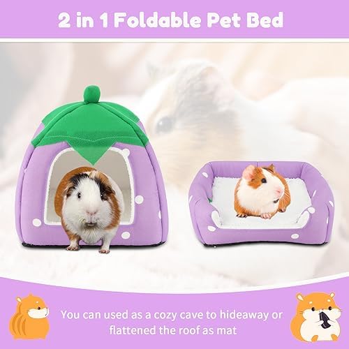 BWOGUE Guinea Pig Bed Hideout, Washable Hamster Cave for Small Animals