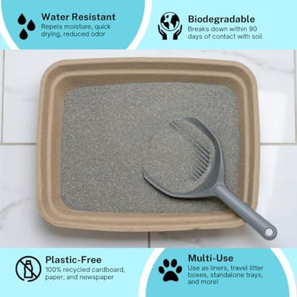 8-Pack Disposable Litter Boxes for Cats | Size Large | Durable and Water Resistant