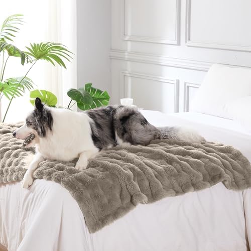 Modern Threads Water-Resistant Faux Rabbit Fur Pet Blanket for Dogs & Cats – Ultra-Soft Couch, Bed & Crate Protector, 40x50 Brown