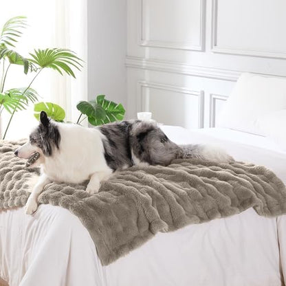 Modern Threads Water-Resistant Faux Rabbit Fur Pet Blanket for Dogs & Cats – Ultra-Soft Couch, Bed & Crate Protector, 30x40 Brown