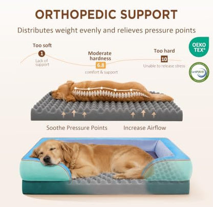 Comfort Expression Orthopedic Dog Bed for Extra Large Dogs with Bolster