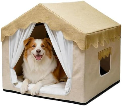 Boho Dog House Indoor, Soft Cozy Dog Cave for Medium & Large Dogs