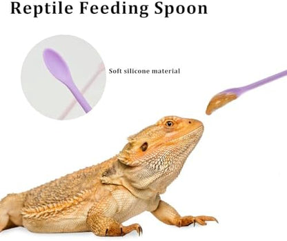 2Pcs Reptile Spoon, Reptile Powder Fruit Mixing Stirring Food Long Handle Feeding Tool Fit Crested Gecko Gargoyle Bearded Dragon