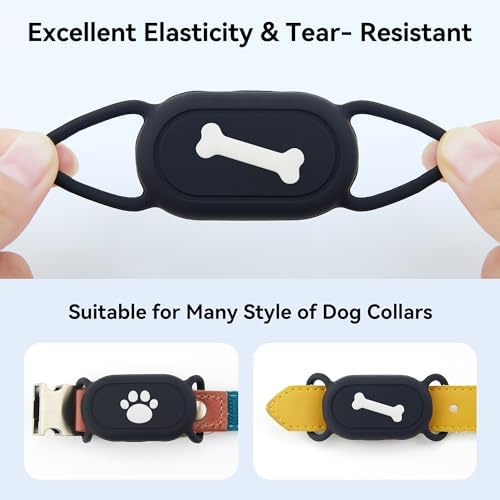 Dog Collar Holder(2 Pack) for Galaxy Smarttag2, Waterproof Silicone Case for Pet Cat, Anti-Lost Scratch Resistant Protective Cover Accessory for Samsung Galaxy Smart tag2(Black/Black)