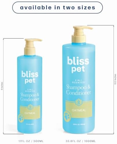 Bliss Pet Oatmeal Dog Shampoo Conditioner and Detangler, 33.8 Fl Oz