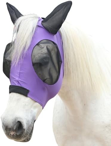 Stretchy Horse Fly Mask with Ears, Large Eye Space Violet Pony