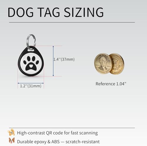 2 Pack QR Code Dog ID Tags for Collar, Smart Personalized Pet ID Tag with Online Profile, Scan to Contact Owner, No Battery No Subscription, Anti-Lost Dog Tag (1.2")