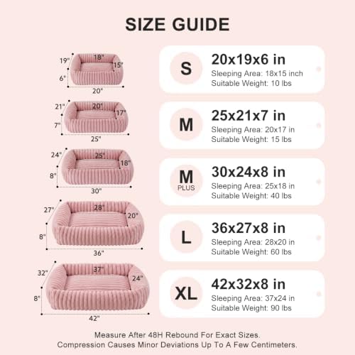 FURTIME Dog Bed for Small Medium Dog, Washable Orthopedic Pet Bed with Removable Cover, Rectangle Soft Calming Sleeping Puppy Bed Durable Pet Cuddler with Anti-Slip Bottom