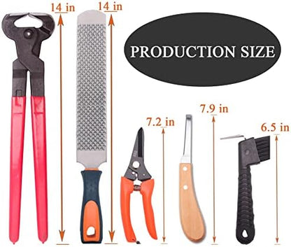 LONG RIVER Horse Farrier Hoof Tool Kit（7 Piece） with Carry Bag Horse Equine Metal Shears Farriers Hoof Nipper Cutter Handle Knife Stable Supplies Professional Hoof Trimming Tools