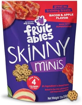 Fruitables Skinny Mini Dog Treats, Training Treats, Bacon & Apple, 12oz