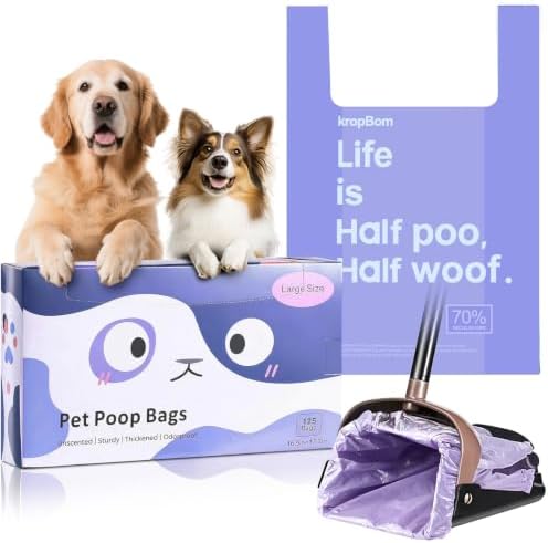 125 Pack Large Dog Poop Bags for A&H Swivel Bin Pooper Scooper Purple