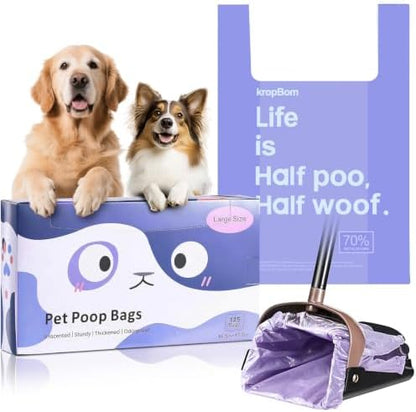 125 Pack Large Dog Poop Bags for A&H Swivel Bin Pooper Scooper Purple