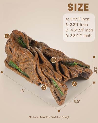 REPTITRIP Resin Tree Bark Reptile Hide Cave for Snakes, Geckos & Lizards