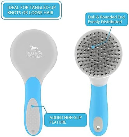 Harrison Howard Horse Mane and Tail Brush - Professional Grooming Brush, Equestrian Detangler, Non-Slip, Light Blue