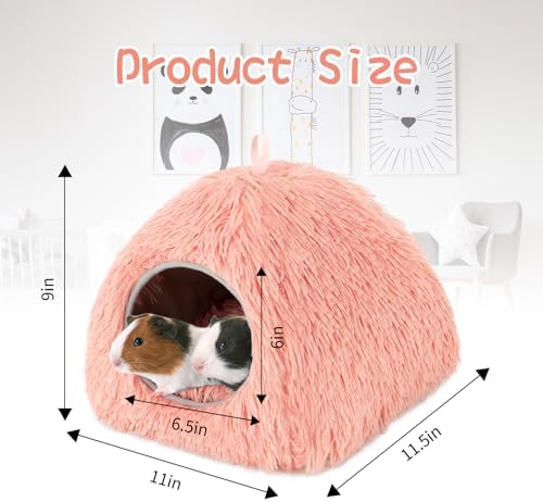 YUEPET Guinea Pig Bed Cave,Warm Bunny Hideout,Pink